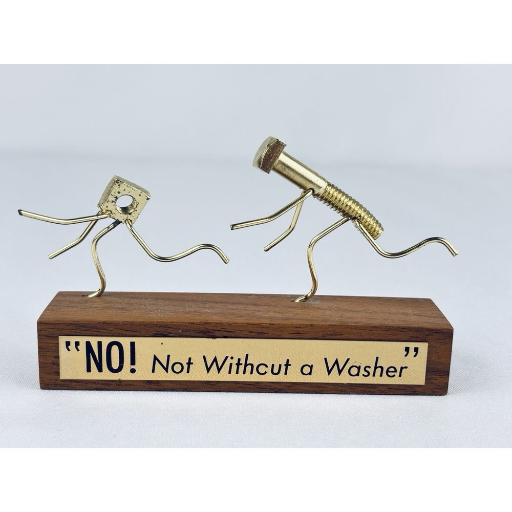 70s Novelty Bolt And Screw Art Figure 'Not Without A Washer'  Adult Humor VTG